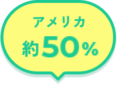 アメリカ 約50%